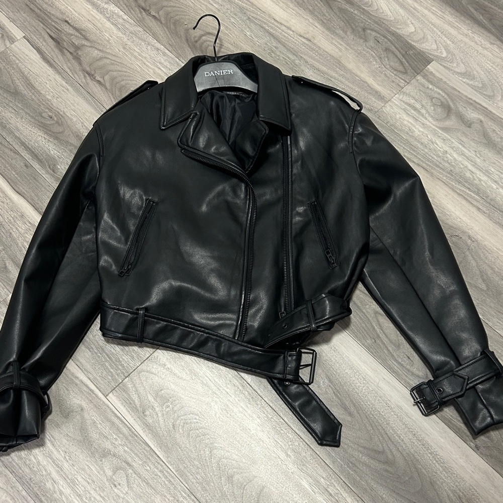 Black faux Leather Biker Jacket